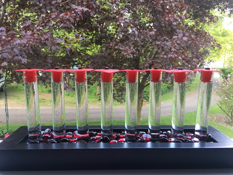 Glass 8 Piece Hand Held Hummingbird Feeder With Modern Art Etsy