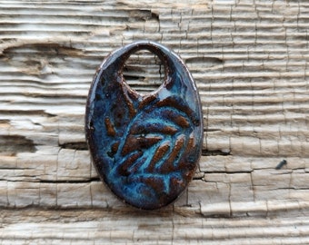 Blue Pendant, Pottery Pendant, Jewelry Components