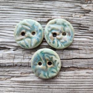 Green Buttons, Ceramic Buttons, Sewing Supplies