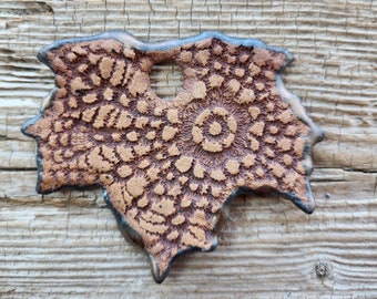 Leaf Pendant, Stoneware Pendant, Large Pendants, Jewelry Supplies