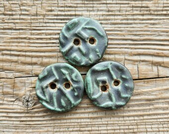 Green Buttons, Ceramic Buttons, Sewing Supplies