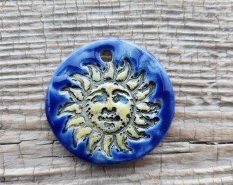 Sun Pendant, Ceramic Pendant, Porcelain Pendants, Jewelry Supplies