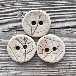 Handmade Ceramic Buttons, Leaf Buttons, Brown Buttons, Sewing Supplies