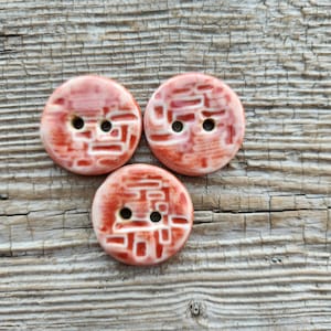 Red Buttons, Orange Buttons, Pottery Buttons, Sewing Buttons image 1