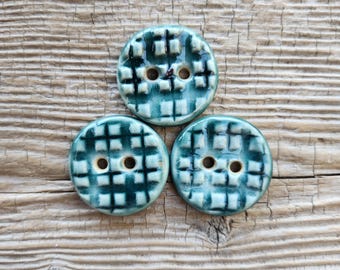 Green Buttons, Ceramic Buttons, Sewing Buttons
