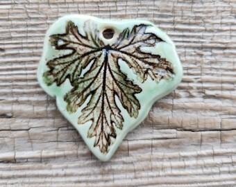 Leaf Pendant, Ceramic Pendant, Jewelry Supplies