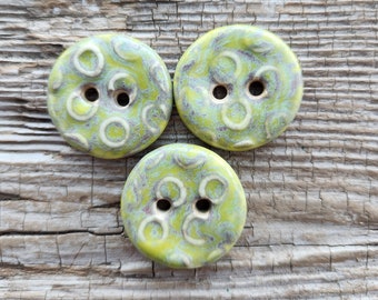 Green Buttons, Ceramic Buttons, Sewing Buttons