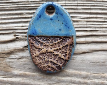 Blue Pendant, Handmade Ceramic Pendants, Jewelry Supplies