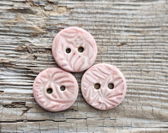 Pink Buttons, Ceramic Buttons, Sewing Supplies