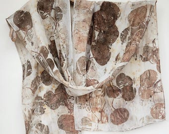 Eco Printed Scarf, Silk Scarf