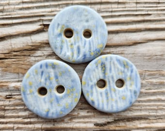 Blue Buttons, Handmade Ceramic Buttons, Sewing Supplies