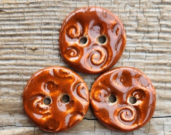 Ceramic Buttons, Brown Buttons, Sewing Supplies