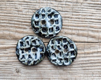 Black and White Buttons, Pottery Buttons, Alphabet Buttons, Sewing Supplies