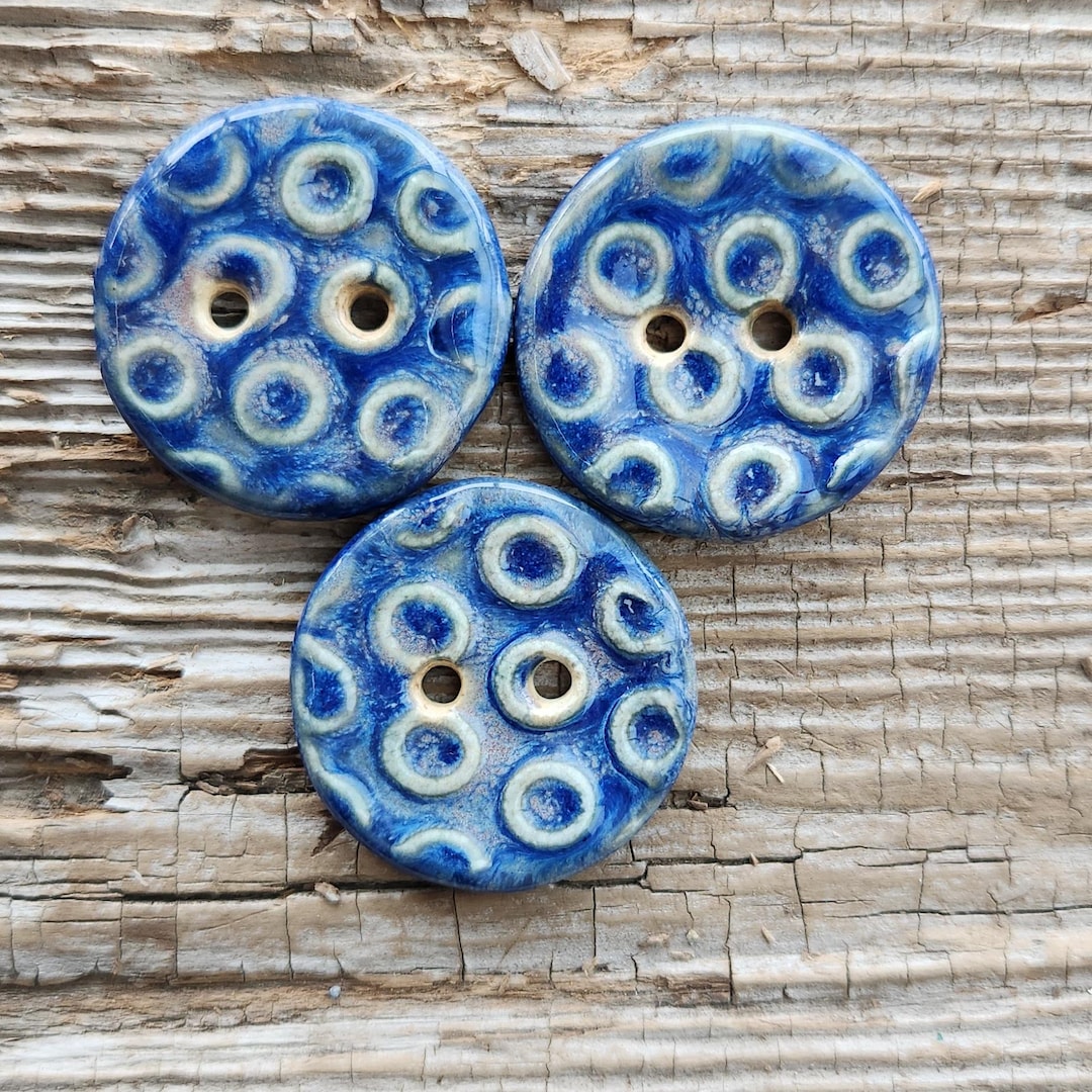 Ceramic Button Insert Blue Buttons, Ceramic Buttons, Sewing Supplies, Large Buttons - Etsy