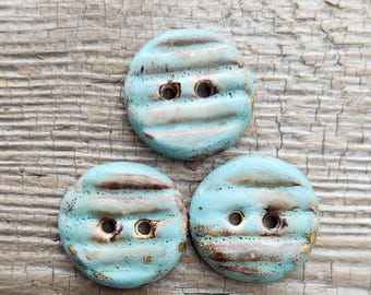 Green Buttons, Ceramic Buttons, Sewing Supplies