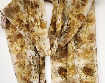 Yellow Scarf, Silk Scarf, Eco Printed Scarf
