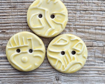 Yellow Buttons, Porcelain Buttons, Large Buttons