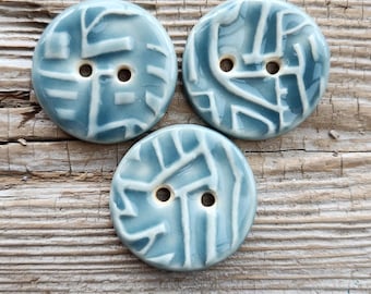Gray Green Buttons, Ceramic Buttons, Sewing Notions