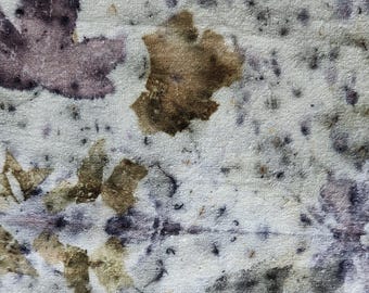 Eco Printed Fabric, Silk Noil, Raw Silk