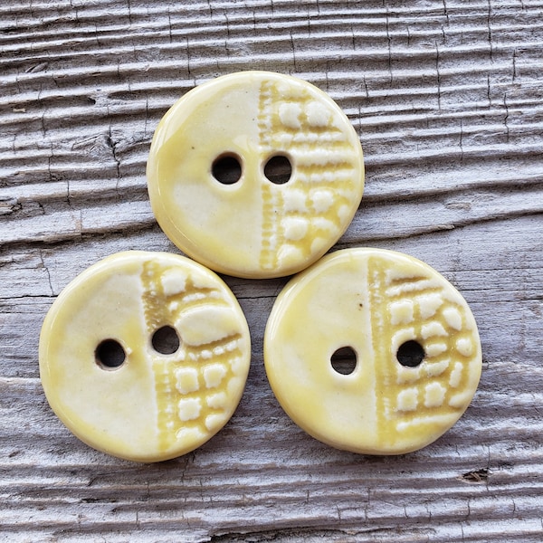 Yellow Buttons, Ceramic Buttons, Boho Buttons, Sewing Notions