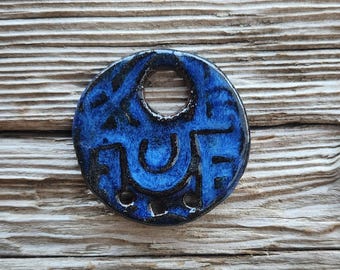 Blue Pendants, Ceramic Pendants, Jewelry Components