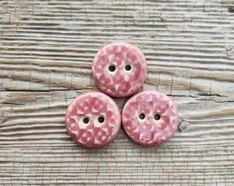 Pink Buttons, Ceramic Buttons, Sewing Supplies