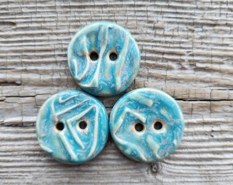 Turquoise Buttons, Pottery Buttons, Button Sets, Sewing Supplies