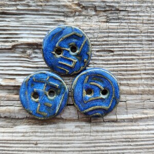 Blue Buttons, Ceramic Buttons, Button Sets, Sewing Notions afbeelding 1