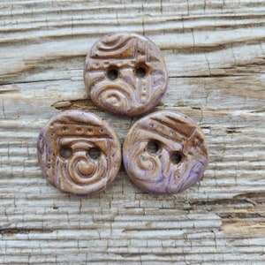 Lavender Buttons, Handmade Ceramic Buttons, Rustic Buttons, Sewing Supplies