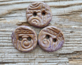 Lavender Buttons, Handmade Ceramic Buttons, Rustic Buttons, Sewing Supplies