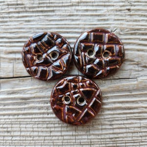 Brown Buttons, Ceramic Buttons, Sewing Notions
