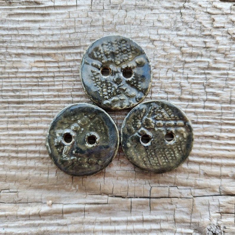 Khaki Buttons, Pottery Buttons, Sewing Supplies image 2