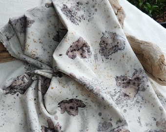 Eco Printed Fabric, Raw Silk, Leaf Prints