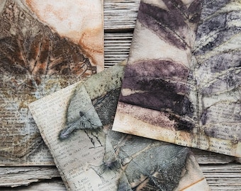 Eco Printed Paper, Mixed Media, Eco Printing, Botanical Prints, Art Papers