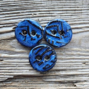 Blue Buttons, Ceramic Buttons, Sewing Notions