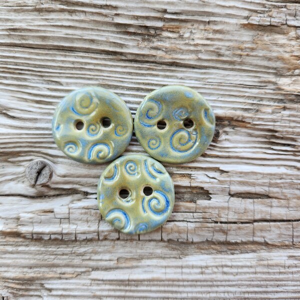 Green Buttons, Ceramic Buttons, Button Sets, Sewing Notions