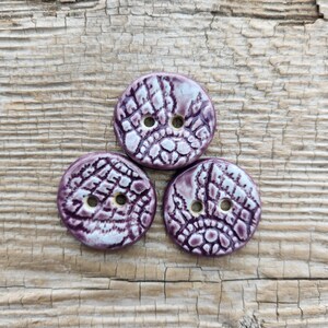Purple Buttons, Ceramic Buttons, Sewing Notions