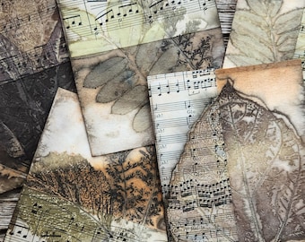 Eco Printed Paper, Collage, Mixed Media Papers