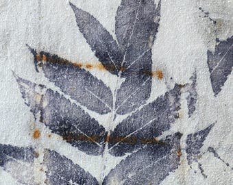 Eco Printed Fabric, Silk Noil, Leaf Prints