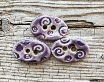 Lavender Buttons, Handmade Ceramic Buttons, Button Sets, Sewing Notions