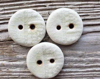 White Buttons, Porcelain Buttons, Handmade Ceramic Buttons, Sewing Supplies