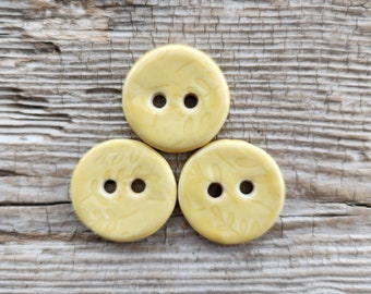 Yellow Buttons, Porcelain Buttons, Sewing Notions