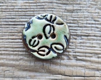 Green Buttons, Ceramic Buttons, Sewing Supplies