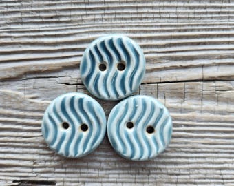 Green Buttons, Ceramic Buttons, Sewing Supplies