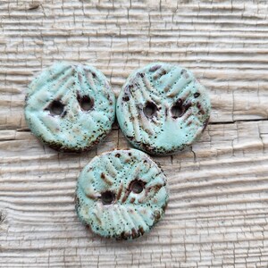 Green Buttons, Stoneware Buttons, Sewing Buttons, Sewing Supplies, Clothing Finishes