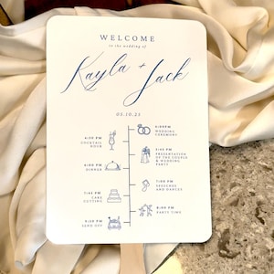 PRINTED + SHIPPED Wedding Program Fans color Assembled Timeline - Minimalist Wedding ceremonial