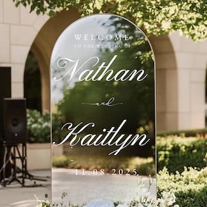 Welcome Wedding Sign | Customizable Names - For Mirror, Acrylic, Cardboard - Wedding Mirror Decal - To the Wedding of - Reception - Ceremony