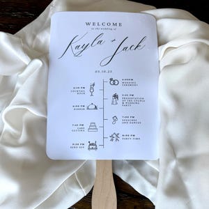PRINTED + SHIPPED Wedding Program Fans Assembled Timeline - Minimalist Wedding ceremonial