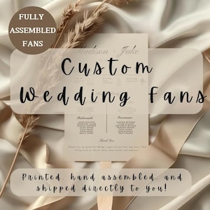 印刷済み+発送済み ウェディングプログラムファン 組み立て済みタイムライン - ミニマリストの儀式、カスタムオーダーの儀式用ファン