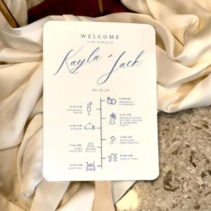 印刷済み+発送済み ウェディングプログラム ファンカラー 組み立て済みタイムライン - ミニマリストの儀式